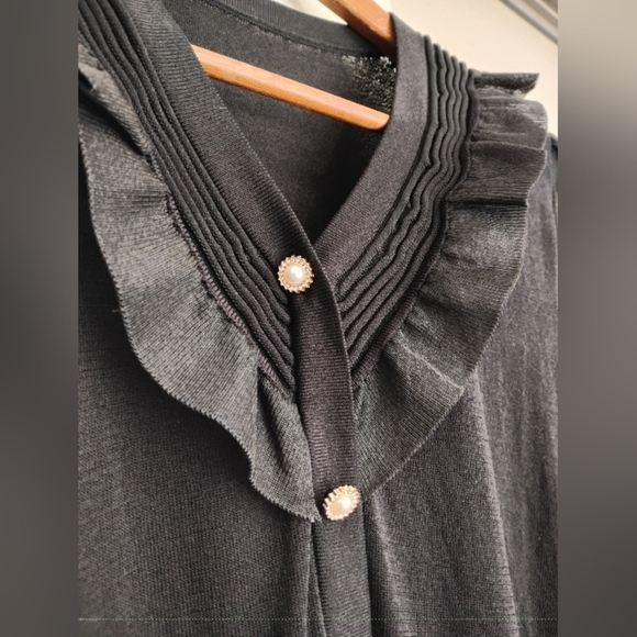 Victorian Grandmacore Witchy Elegant Black Blouse with Button Details - Picture 4 of 11